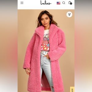 Pink Lulus Teddy Coat